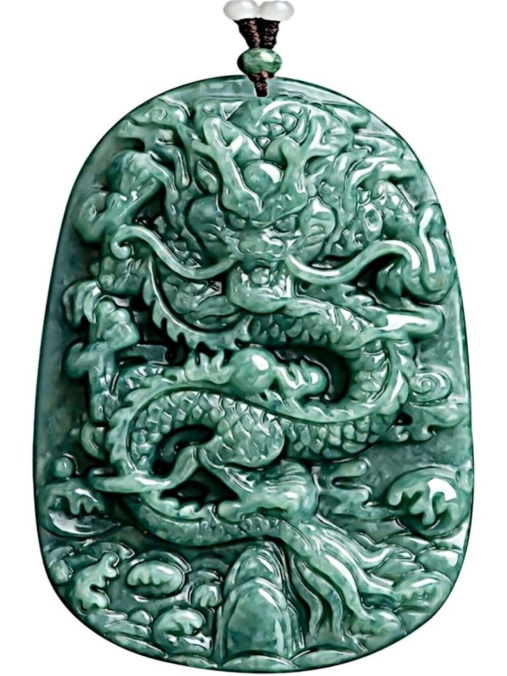 Natural Jade Dragon Pendant Necklace - Grade A Untreated Burmese Jadeite